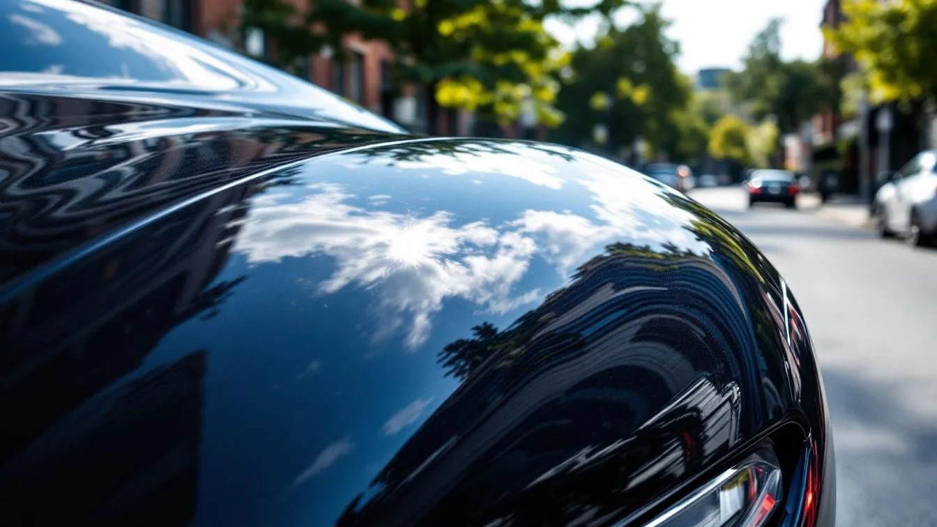 A,Sleek,Luxury,Car,Basks,Under,The,Midday,Sun,,Its